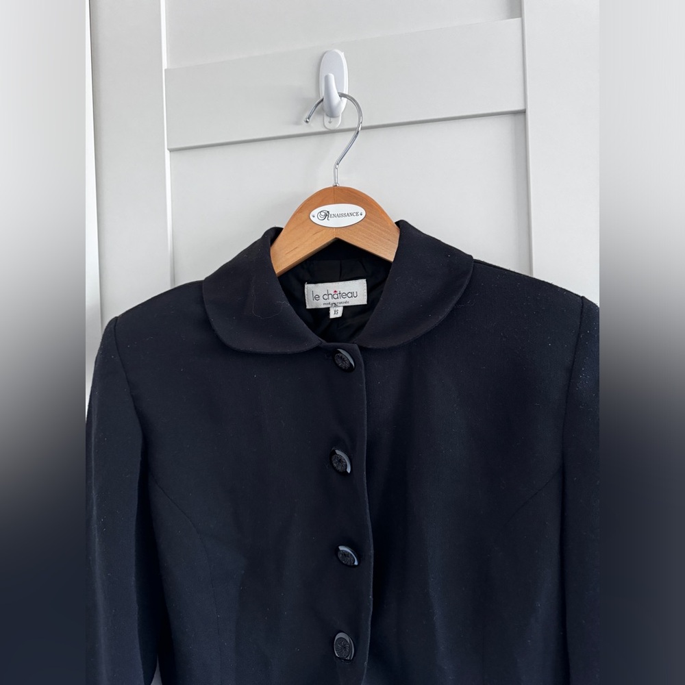 2/$15 LE CHATEAU Cropped Blazer Peter Pan Collar Black XS